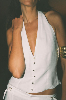 HALTER WAISTCOAT TOP LINEN BLEND - Zara фото 11