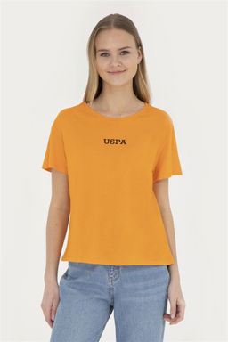 Женская оранжевая футболка с круглым вырезом