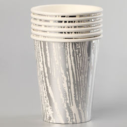 Стаканы бумажные «Полосы», 6 шт., цвет серебро