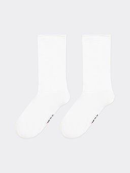 Цена за 5 пар! Женские высокие носки без бортика в белом цвете - Mark formelle фото 3