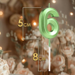 Цена за 2 шт. Свеча в торт на шпажке «Цифра 6», зеленая, 5 см