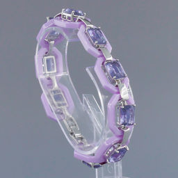 Браслет Октагон из фиолетовой керамики с Александритом покрытие светлый металл, длина 18см - Agat77 фото 2