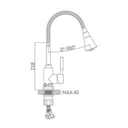 Смеситель для кухни Accoona A9890T-1, однорычажный, силиконовый излив, серый/хром