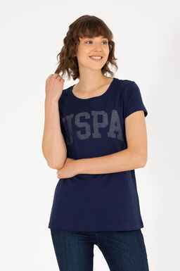 U. S. Polo Assn Женская базовая футболка темно-синего цвета с круглым вырезом