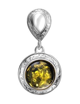 Элегантный кулон, украшенный зелёным янтарём Ампир