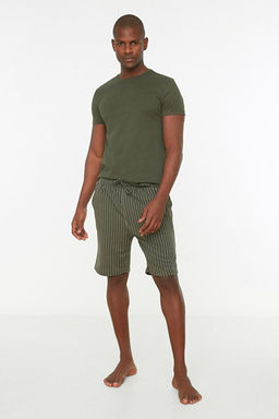Haki Regular Fit Alt _izgili _ortlu Pijama Tak_m_ TMNSS22EM0013