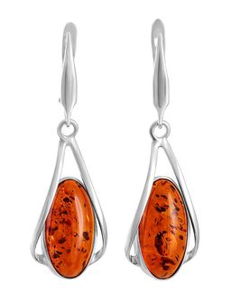 Серьги Медиана из серебра со вставками из натурального янтаря