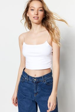 Siyah-Beyaz 2li Paket Pamuklu Spagetti Ask?l? Crop Esnek Orme Atlet TWOSS21AL0196