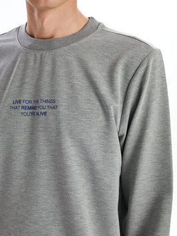 Bisiklet Yaka Uzun Kollu Erkek Sweatshirt