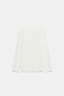 JERSEY PUNTO FINO ESCOTE PICO / crudo-blanco - Zara фото 8