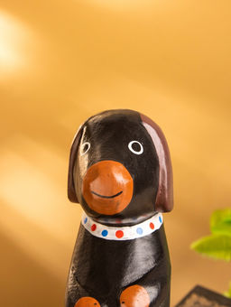 Сувенир «Щенок сидячий», 5×7×15 см, дерево, чёрный