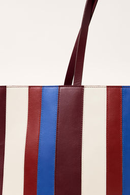 LEATHER STRIPED MAXI SHOPPER BAG - LIMITED EDITION