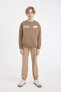 Толстовка оверсайз с круглым вырезом и принтом для мальчиков - Defacto фото 2