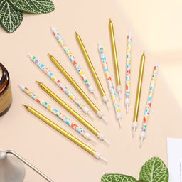 Свечи для торта Сердца, 12 шт., золотые и белые