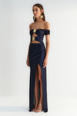 TRENDYOLMILLA X Zeynep Tosun Lacivert Gunes Aksesuar Detayl? Abiye & Mezuniyet Elbisesi TCLSS23AE00002 фото 4