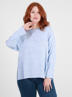 Джемпер женский голубой с ажурным рисунком