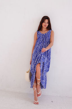 9413 Платье Мальдивы для пляжа и фотосъёмки сине-белое (остаток: 42-44) - Martichelli фото 18