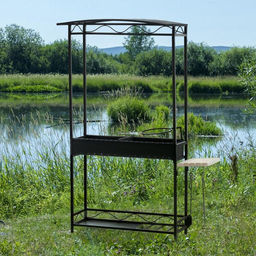 Мангал с крышей Хоттабыч 105 х 60 х 219 см, кочерга, совок, подставка под казан - Simaland фото 5