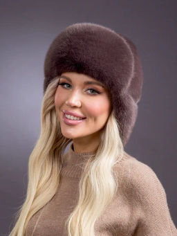 Шапка Ушанка трикотаж экомех браун