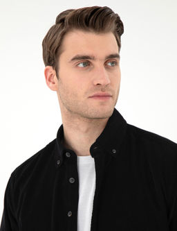 Рубашка Regular Fit черная длинный рукав