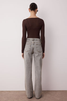 TRENDYOLMILLA Gece Mavisi Yuksek Bel Wide Leg Jeans TWOSS23JE00083  фото 4