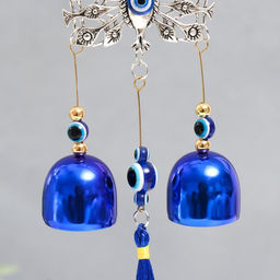 Музыка ветра от сглаза «Павлин хвост-веер», с кисточкой, 2 колокольчика, 28 см