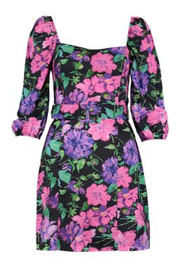 TRENDYOLMILLA Cok Renkli Kemerli Cicekli A Kesim Balon Kollu Mini Dokuma Elbise TWOSS22EL0301 фото 6