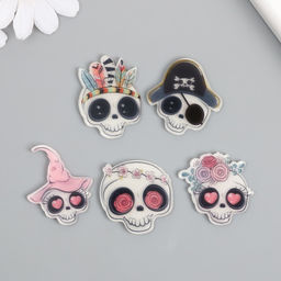 Цена за 5 шт. Декор для творчества акрил «Весёлый череп», 3.4×3.1 см, МИКС