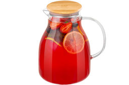 Кувшин 1,5 л 17,5*13,5*19,3 см "Crystal glass"+ бамбук.крышк имеющая мет.дно и силик.проклад,стекло