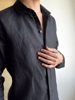 Рубашка льняная мужская с воротником - Annyway фото 3