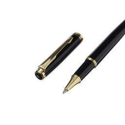 Ручка подарочная роллер в кожзам футляре, корпус чёрный, золото