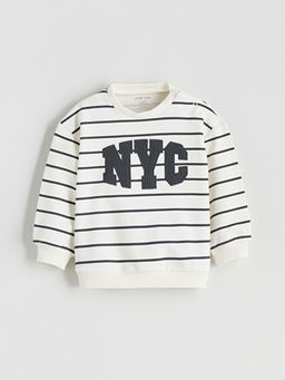 Bisiklet Yaka Nak??l? Erkek Bebek Sweatshirt