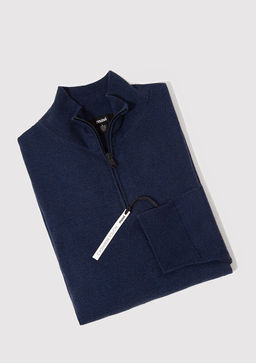 Yar? Fermuarl? Dik Yaka Lacivert Kazak - Mavi фото 7