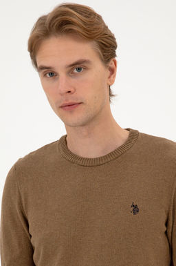 Джемпер U.S. Polo Assn Slim Fit хаки меланж из хлопка