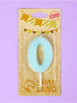 Цена за 3 шт. Свеча в торт «Цифра 0», светящаяся голубая, 9 см