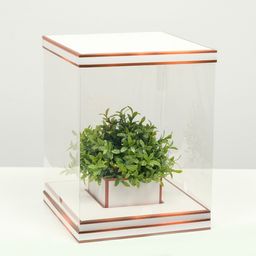 Коробка для цветов с вазой и PVC окнами складная, бронза, 23 х 30 х 23 см