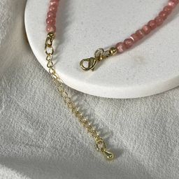 Браслет из Родохрозита и Жемчуга с подвеской 18,5 см + - Радуга самоцветов фото 3