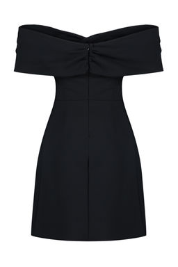 TRENDYOLMILLA Siyah Carmen Yaka Dokuma K?sa Elbise TPRSS24EL00154  фото 16