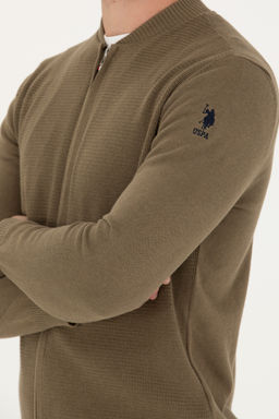 Мужской базовый трикотажный кардиган цвета хаки меланж - U.s. polo assn фото 21