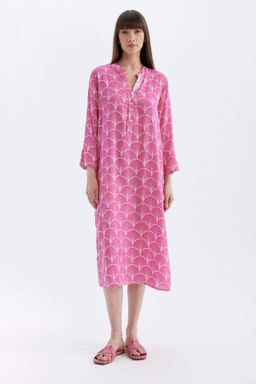 Fall in Love Regular Fit Desenli Plaj Elbisesi - Defacto фото 2