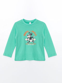 Bisiklet Yaka Uzun Kollu Bask?l? Erkek Bebek Ti??rt