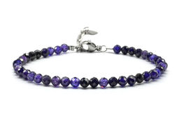 Браслет из фианитов шарик граненый 4мм цвет фиолетовый, 17см