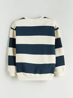 Bisiklet Yaka ?izgili Erkek ?ocuk Sweatshirt