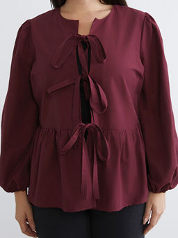 B?y?k Beden Fiyonk Ba?lama Detayl? Kad?n G?mlek