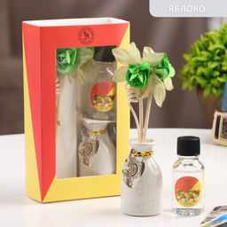 Набор подарочный с диффузором Ваза с цветком, аромат яблоко, Богатство Аромата  фото 5