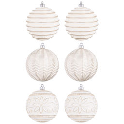 Набор 6 новогодних шаров 9,5*9,5 см "Винтаж" шампань с эффектом старины