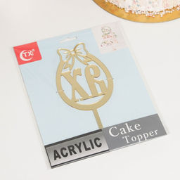 Топпер для торта «ХВ», 8.5×17 см, цвет золотистый