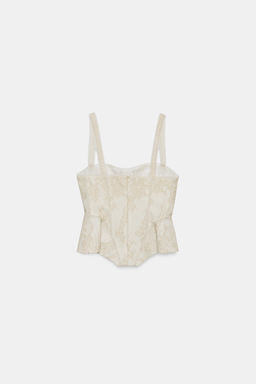 TOP CORSETERO ENCAJE ZW COLLECTION / Crudo