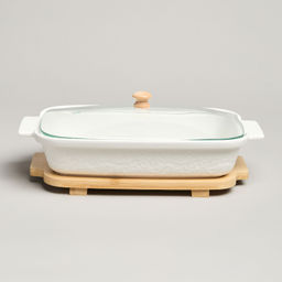 БЛЮДО ДЛЯ ВЫПЕКАНИЯ И СЕРВИРОВКИ LEFARD MUSE СО СТЕКЛ.КРЫШКОЙ НА ДЕР.ПОДСТАВКЕ 27,5*17*9СМ 900МЛ