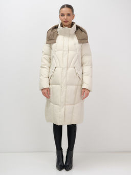 Пальто зимнее Visdeer 7709B женское утепленное 240 г/м² бежевое  фото 4